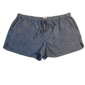 J Crew Chambray Drawstring Shorts Women Sz M Style Casual Coastal Beach Bohemian